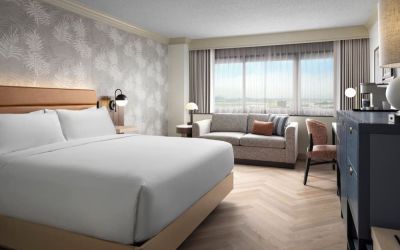 Day use room with work desk and sofa at Sonesta Los Angeles Airport LAX.