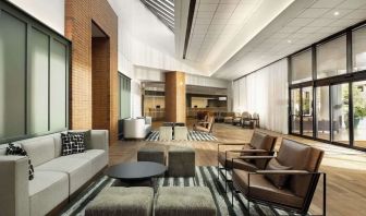 Lobby lounge and workspace, perfect for coworking at Sonesta Los Angeles Airport LAX.