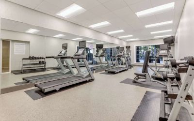 Fully equipped fitness center at Sonesta Anaheim Resort Area. 