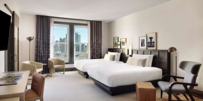 Day use twin room with work desk at The Clift Royal Sonesta.