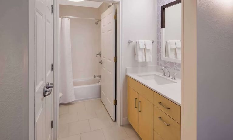Private guest bathroom at Sonesta ES Suites Andover Boston.