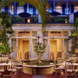 Beautiful patio with lounge seating at Royal Sonesta New Orleans.