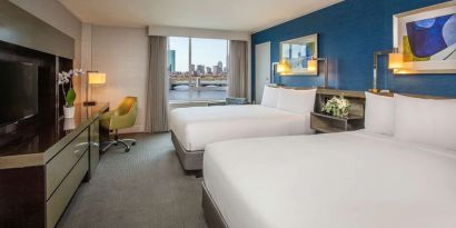 Bright and spacious day use twin room at Royal Sonesta Boston.
