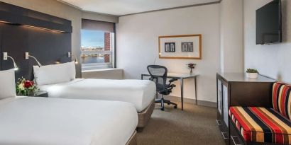 Day use twin room with work desk at Royal Sonesta Boston.