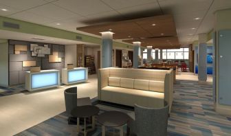 Lobby lounge perfect for coworking at Holiday Inn Express & Suites Bensenville - O'Hare.