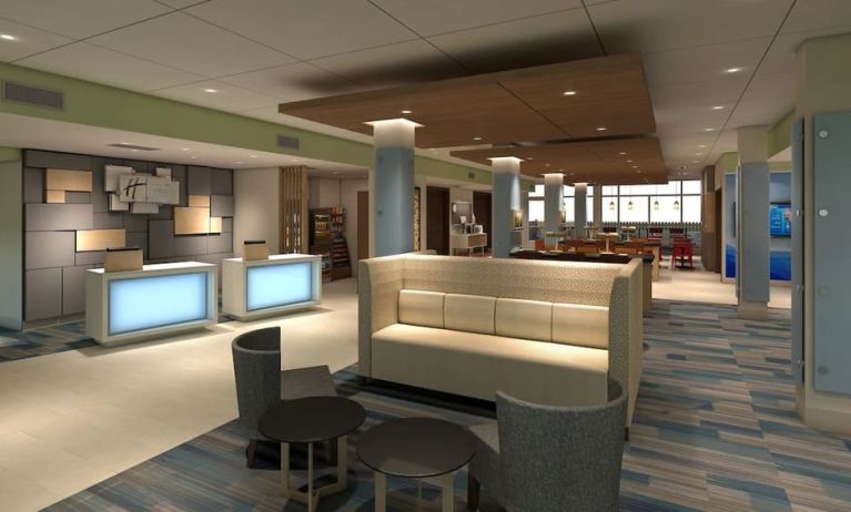 Lobby lounge perfect for coworking at Holiday Inn Express & Suites Bensenville - O'Hare.