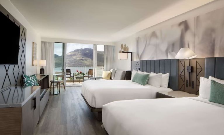 Day use twin room with workdesk and balcony at Royal Sonesta Kaua'i Resort Lihue.