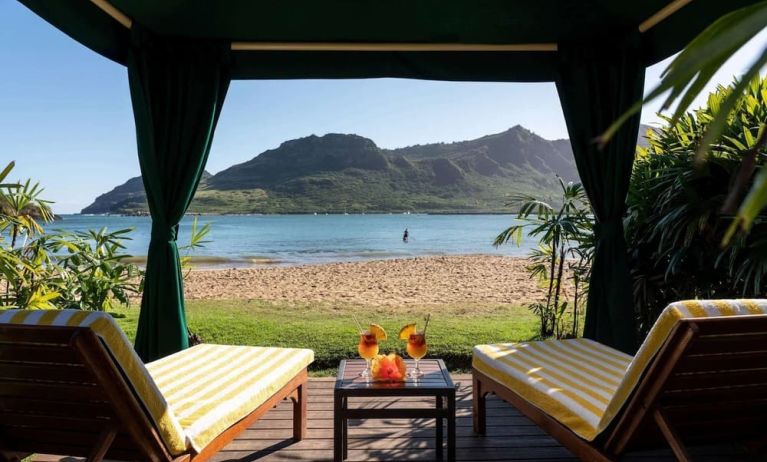 Lounge area near the beach at Royal Sonesta Kaua'i Resort Lihue.
