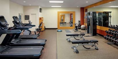 Fitness center at DoubleTree By Hilton Tulsa-Downtown.
