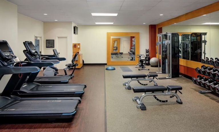 Fitness center at DoubleTree By Hilton Tulsa-Downtown.
