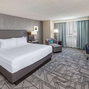 Day use room with work desk at DoubleTree By Hilton Tulsa-Downtown.

