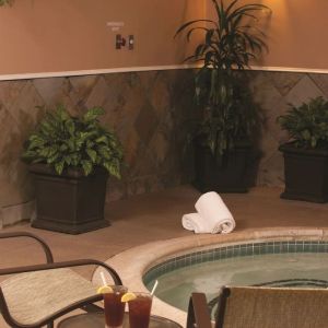 Relaxing indoor spa tub at DoubleTree By Hilton Tulsa-Downtown.

