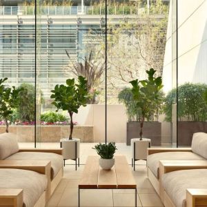 Lobby and coworking lounge at Hilton San Francisco Financial District.
