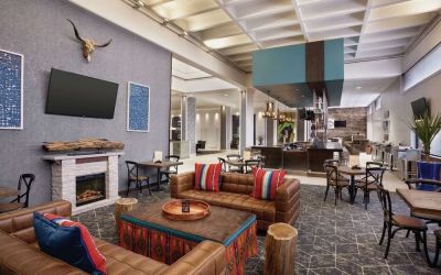 Lobby and coworking lounge at DoubleTree By Hilton Albuquerque.
