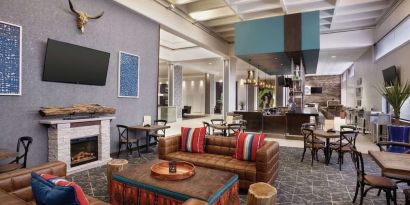 Lobby and coworking lounge at DoubleTree By Hilton Albuquerque.