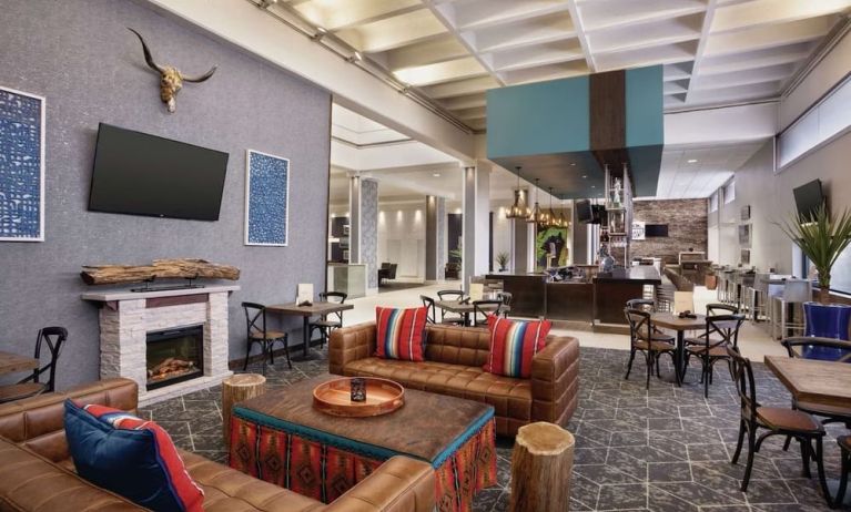Lobby and coworking lounge at DoubleTree By Hilton Albuquerque.