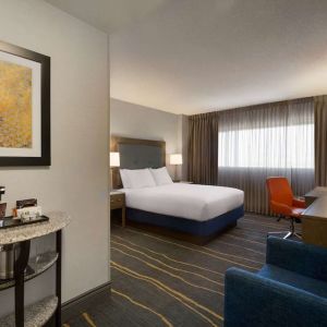 Day use room with work desk, lounger and coffee machine at DoubleTree By Hilton Albuquerque.