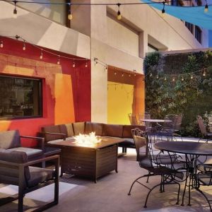 Courtyard with fire pit at DoubleTree By Hilton Albuquerque.