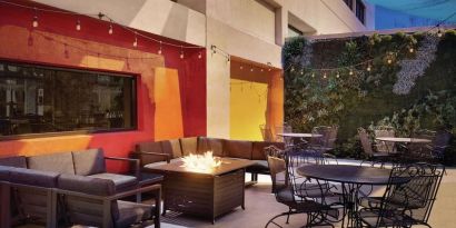 Courtyard with fire pit at DoubleTree By Hilton Albuquerque.