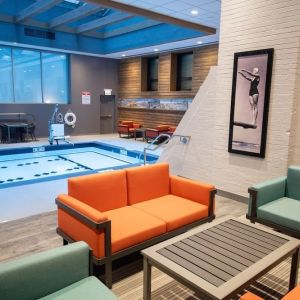 Plenty of seats around the pool at Palmer House A Hilton Hotel.