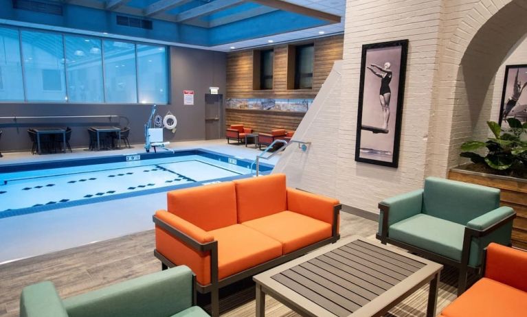Plenty of seats around the pool at Palmer House A Hilton Hotel.