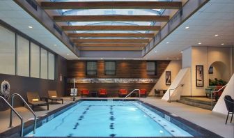 Bright-lit indoor pool at Palmer House A Hilton Hotel.