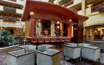 Hotel bar at Embassy Suites By Hilton Hampton Convention Center.