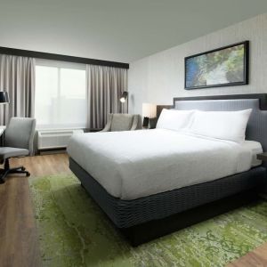Day use room with work desk and natural light at Hilton Garden Inn Memphis Downtown.