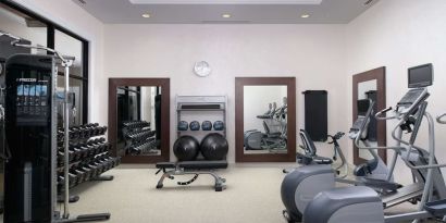 Fitness center at Hilton Garden Inn Memphis Downtown.