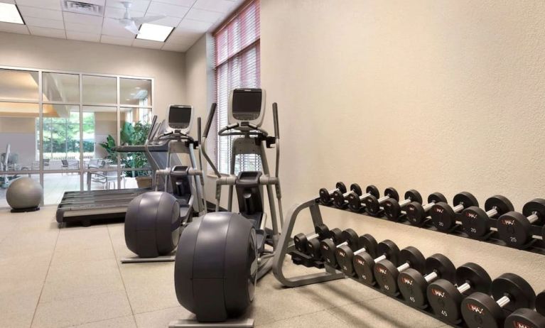 Fitness center at Embassy Suites By Hilton Nashville South Cool Springs.
