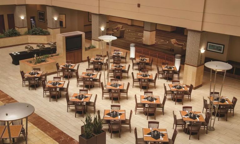 Dining area perfect for coworking at Embassy Suites By Hilton Nashville South Cool Springs.