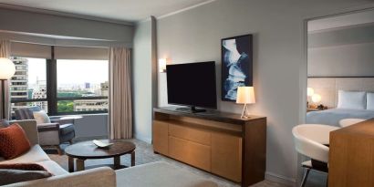 Day use room with living area at New York Hilton Midtown.