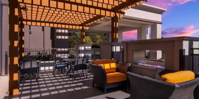 Beautiful outdoor terrace perfect as workspace at Hampton Inn & Suites Schererville.