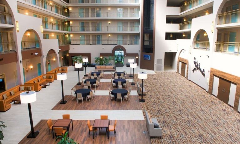 Spacious lounge area ideal for coworking at Embassy Suites By Hilton Seattle-North-Lynnwood.