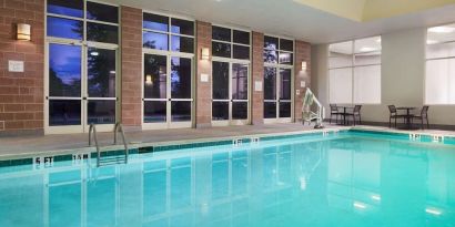 Refreshing indoor pool at Hilton Charlotte Airport.
