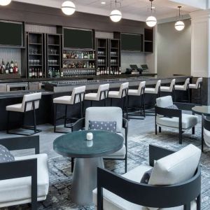 Hotel bar at Hilton Charlotte Airport.
