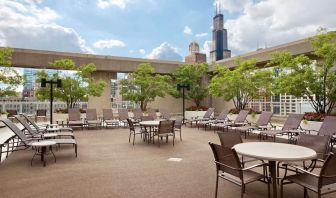 Sun beds perfect for coworking at Hilton Chicago.