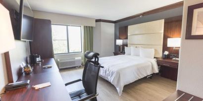 Bright-lit day use room with work desk at The Leo Collection, An Ascend Collection Hotel.