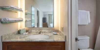 Private guest bathroom with free toiletries at Sonesta ES Suites Baltimore BWI Airport