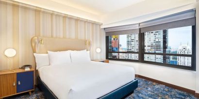 Bright and spacious day use room at New York Hilton Midtown.