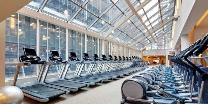 Fully equipped fitness center at New York Hilton Midtown.