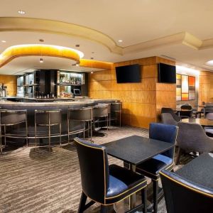 Hotel bar and lounge area at New York Hilton Midtown.