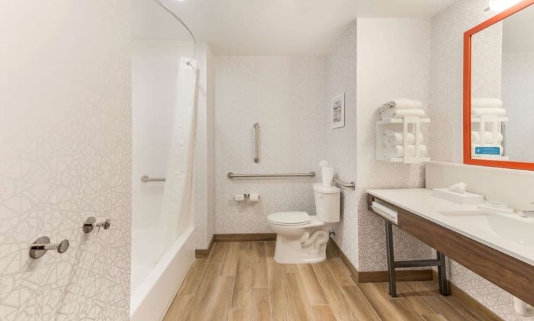 Private guest bathroom at Hampton Inn & Suites Benton Harbor.