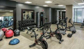 Fully equipped fitness center at Hilton Minneapolis.