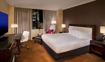 King bed at Hilton Minneapolis.