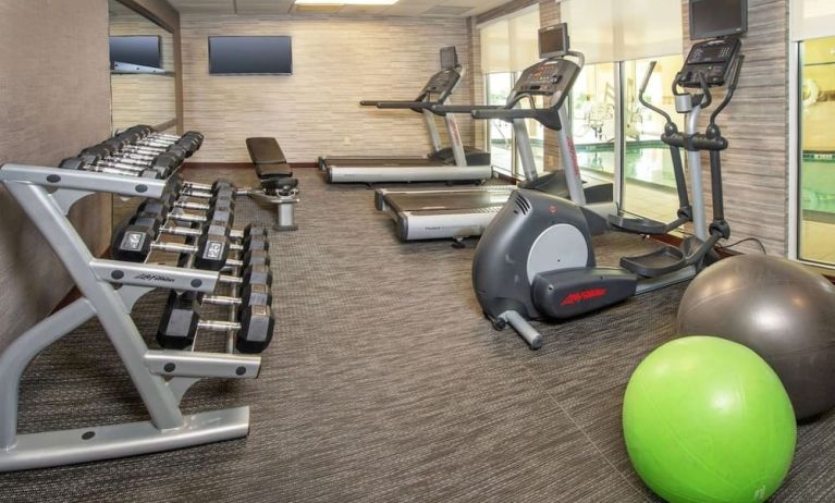 Fully equipped fitness center at Sonesta Select Allentown Bethlehem Airport.