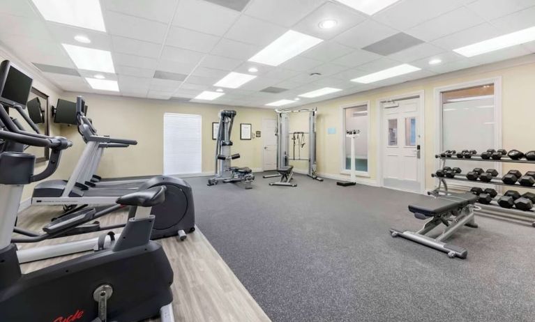 Fully equipped fitness center at Sonesta ES Suites Dulles Airport.