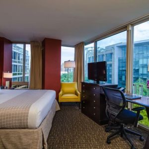 Day use room with work desk and a great view of the city at Beacon Hotel.