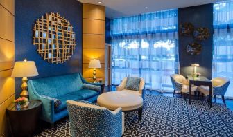 Lobby and coworking lounge at Beacon Hotel.