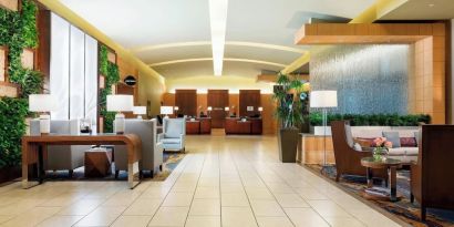 Lobby and coworking lounge at The Westin Arlington Gateway.